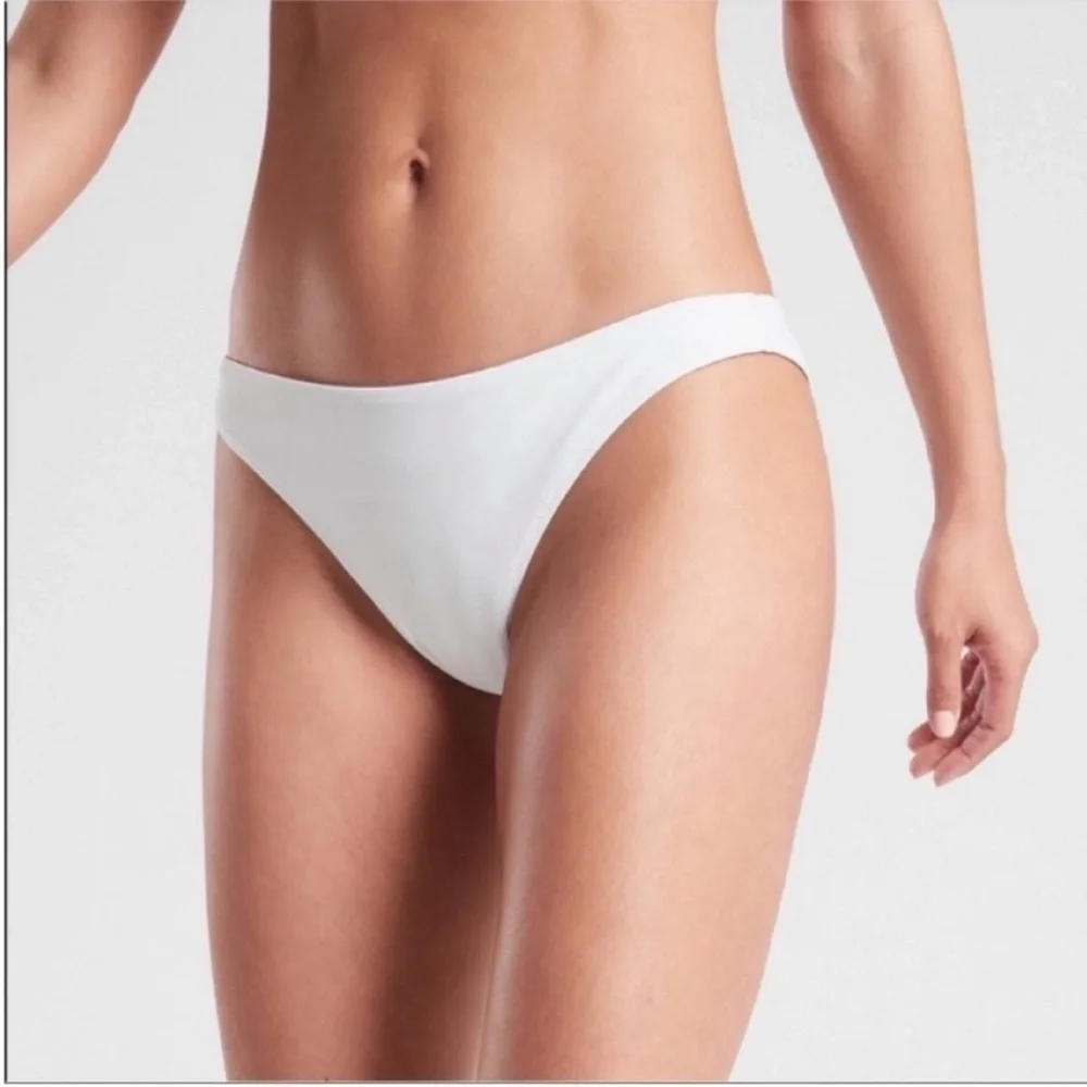 Athleta White Low Rise Bikini Bottom XL Minimal Coverage Sport Swim